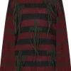 Third Identity Cross My Heart Stripes Sweater Burgundy Navy