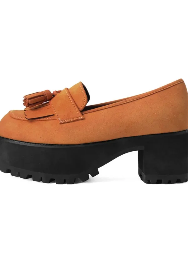 TUK Tassel Platform Loafers Orange
