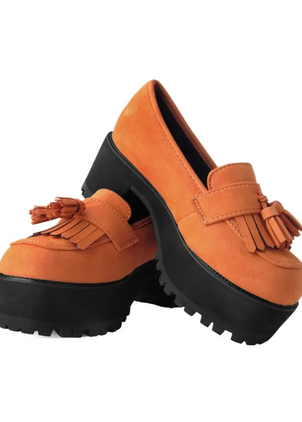 TUK Tassel Platform Loafers Orange