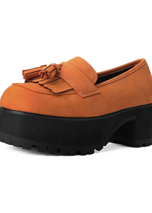 TUK Tassel Platform Loafers Orange