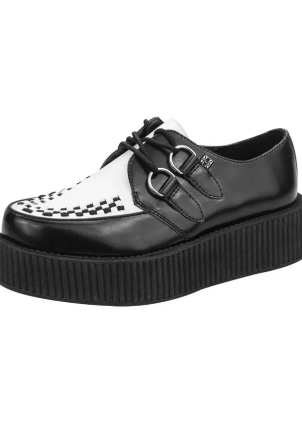T.U.K Viva Hi Sole Leather Creepers Black White