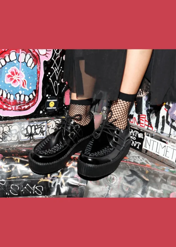 T.U.K Viva Hi Sole Leather Creepers Black