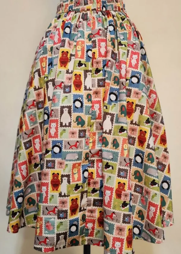 Tulip B Animal Stamps 50's Swing Skirt Multi