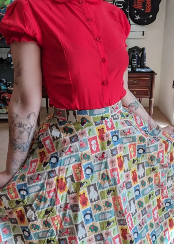 Tulip B Animal Stamps 50's Swing Skirt Multi
