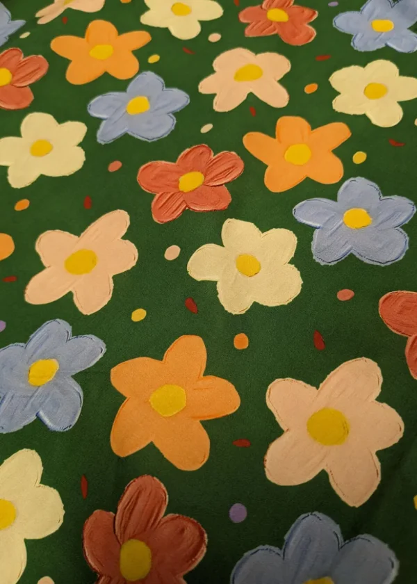 Tulip B Painted Flowers 50's Swing Skirt Green