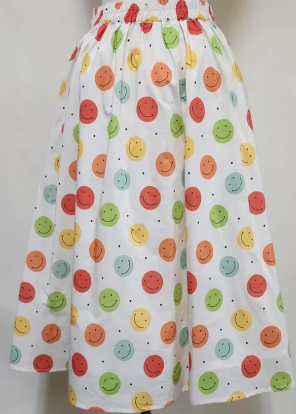 Tulip B Smiley Faces 50's Swing Skirt Ivory