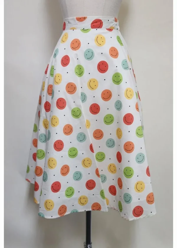 Tulip B Smiley Faces 50's Swing Skirt Ivory