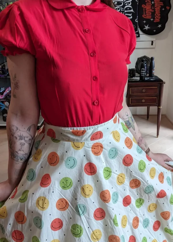 Tulip B Smiley Faces 50's Swing Skirt Ivory