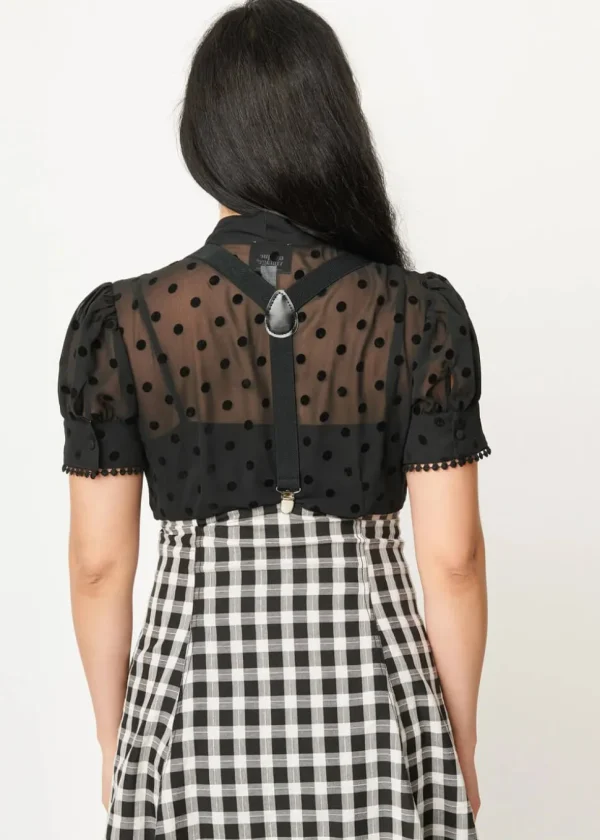 Unique Vintage Angela Polka 40's Blouse Black