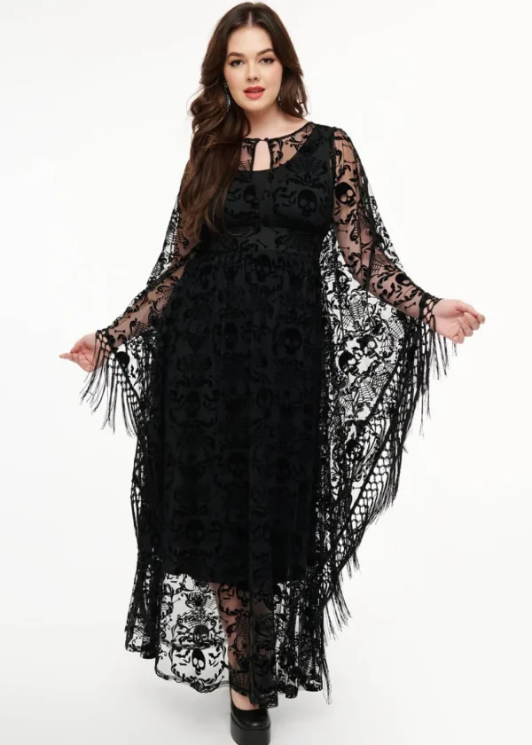 Unique Vintage Baroque Skulls Kaftan Black