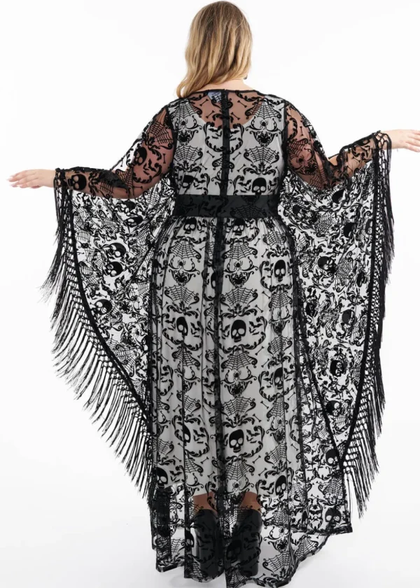 Unique Vintage Baroque Skulls Kaftan Black