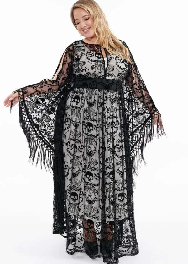 Unique Vintage Baroque Skulls Kaftan Black