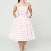 Unique Vintage Bobbie Gingham 50's Swing Dress Pink White