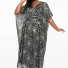 Unique Vintage Burton Spiderweb Sequin Caftan Maxi Dress Black Silver