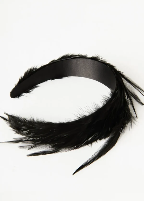 Unique Vintage Feather Flapper 20's Headband Black