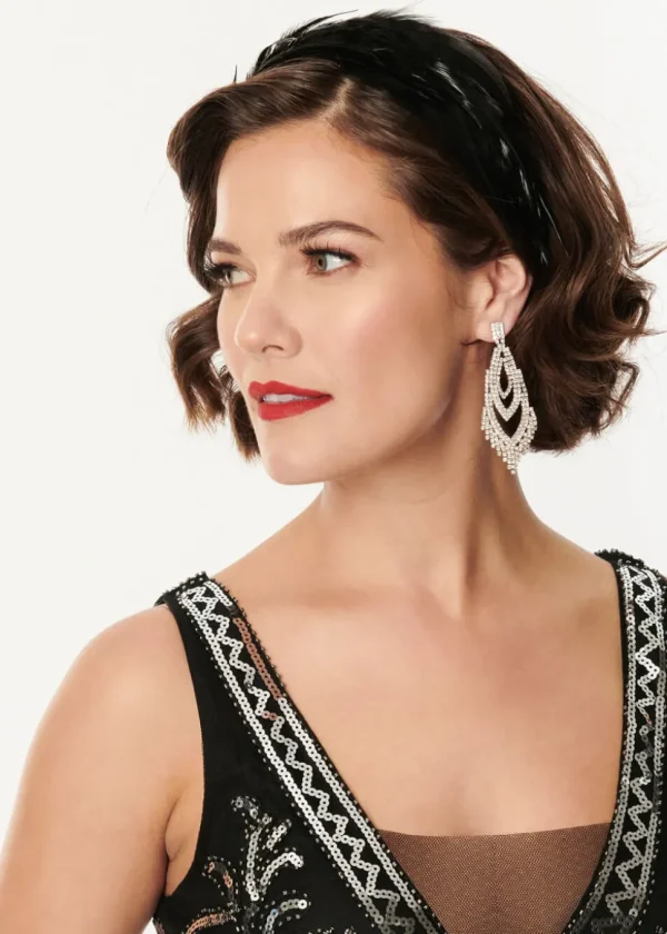 Unique Vintage Feather Flapper 20's Headband Black