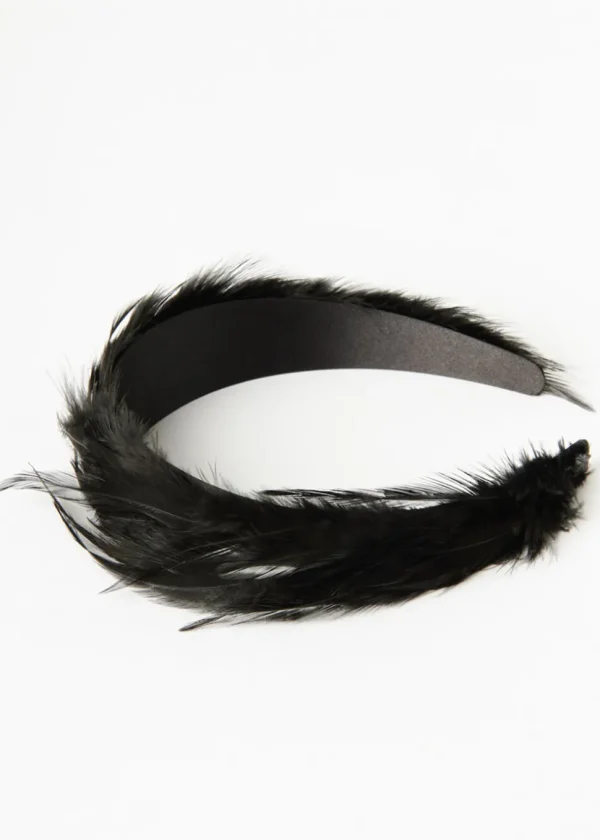 Unique Vintage Feather Flapper 20's Headband Black