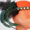 Unique Vintage Flapper Peacock Feather Headband Emerald Silver