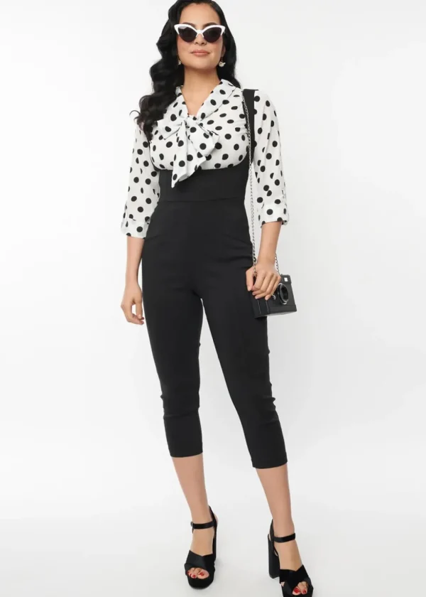Unique Vintage Gina Pinafore 50's Capri Trousers Black