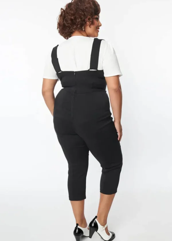 Unique Vintage Gina Pinafore 50's Capri Trousers Black