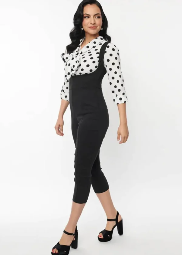 Unique Vintage Gina Pinafore 50's Capri Trousers Black