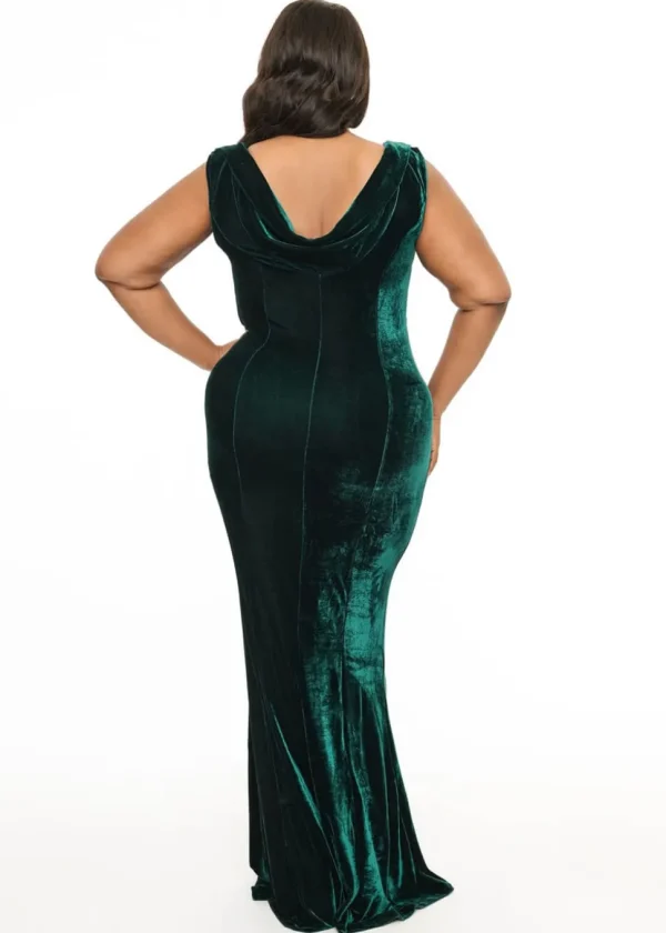 Unique Vintage Goldwyn Velvet 30's Maxi Dress Green