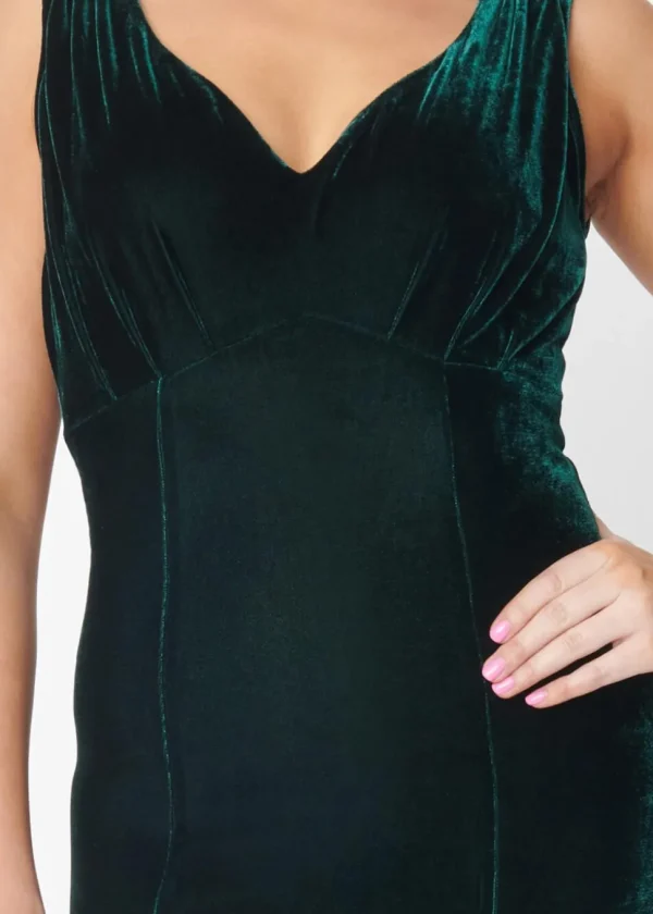 Unique Vintage Goldwyn Velvet 30's Maxi Dress Green