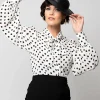 Unique Vintage Gwen Polka Dot 40's Blouse White Black