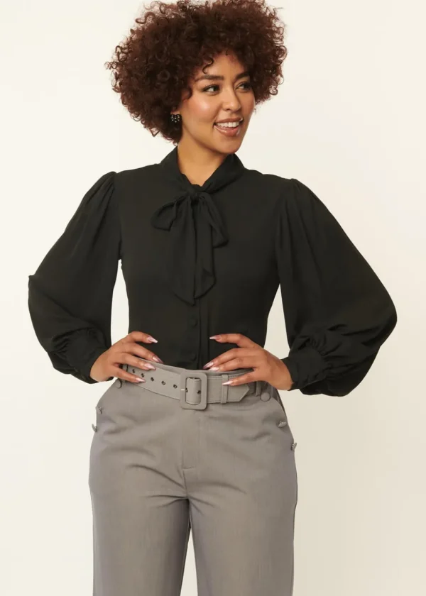 Unique Vintage Gwen 40's Blouse Black