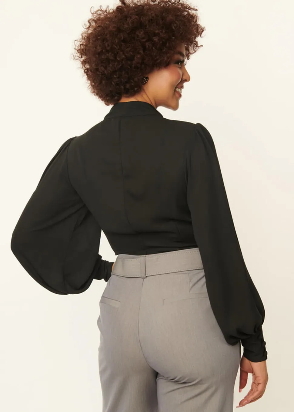 Unique Vintage Gwen 40's Blouse Black