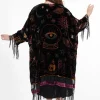 Unique Vintage Mystical Icons Burnout 20's Kimono Black