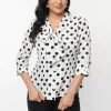 Unique Vintage Olivia Sheer Polkadot 50's Blouse White