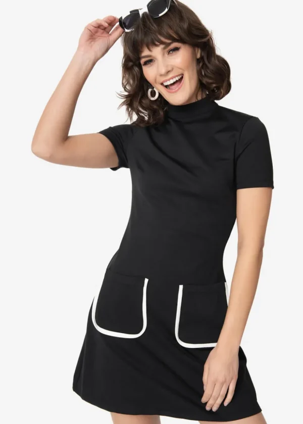 Unique Vintage Smak Parlor Wave Maker 60's Mod Dress Black