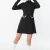 Unique Vintage Smak Parlour Mock Turtleneck 60's Dress Black