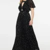 Unique Vintage Smak Parlour Shining Star Maxi Dress Black