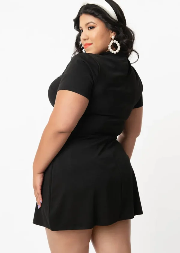 Unique Vintage Smak Parlour Mock Turtleneck 60's Dress Black