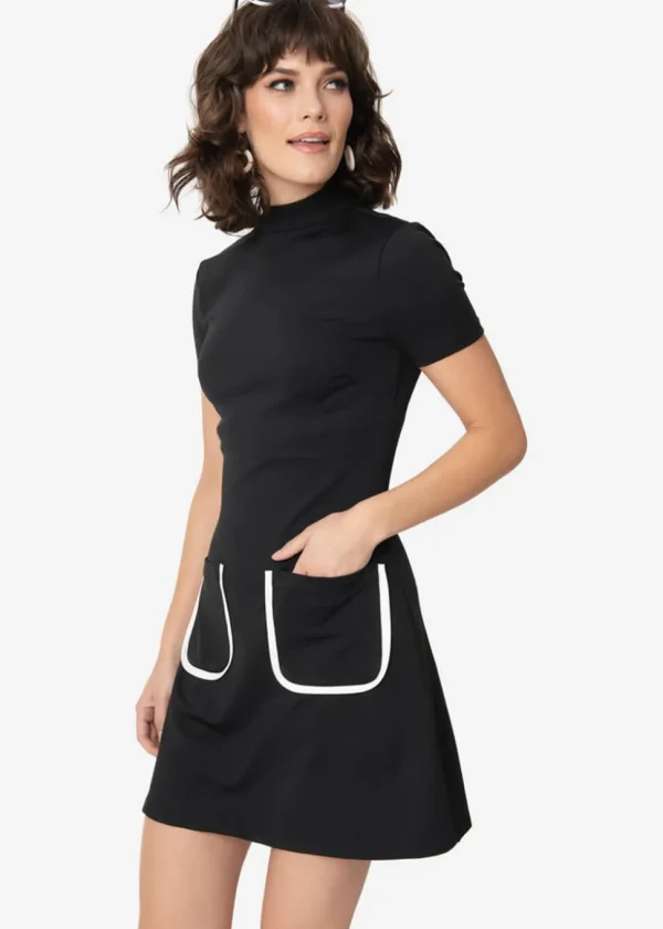Unique Vintage Smak Parlor Wave Maker 60's Mod Dress Black