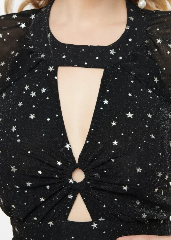 Unique Vintage Smak Parlour Shining Star Maxi Dress Black