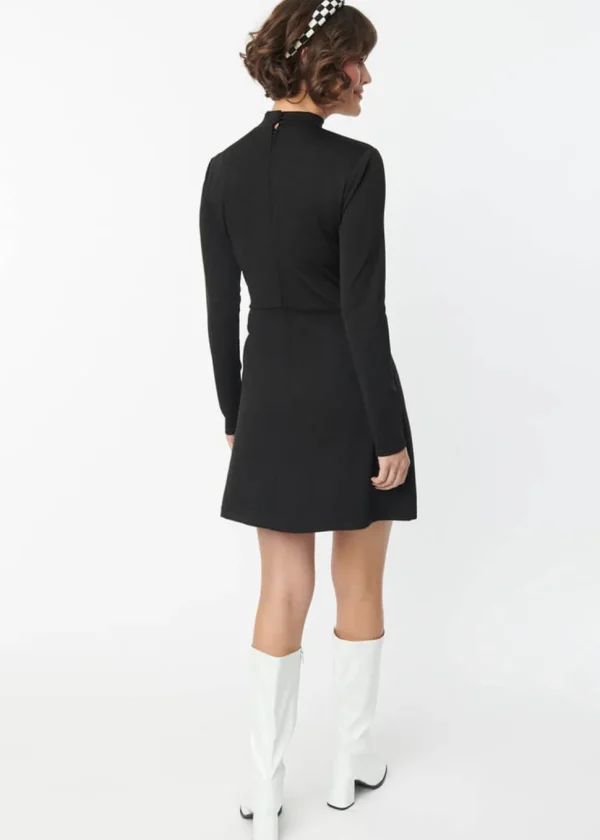 Unique Vintage Smak Parlour Mock Turtleneck 60's Dress Black