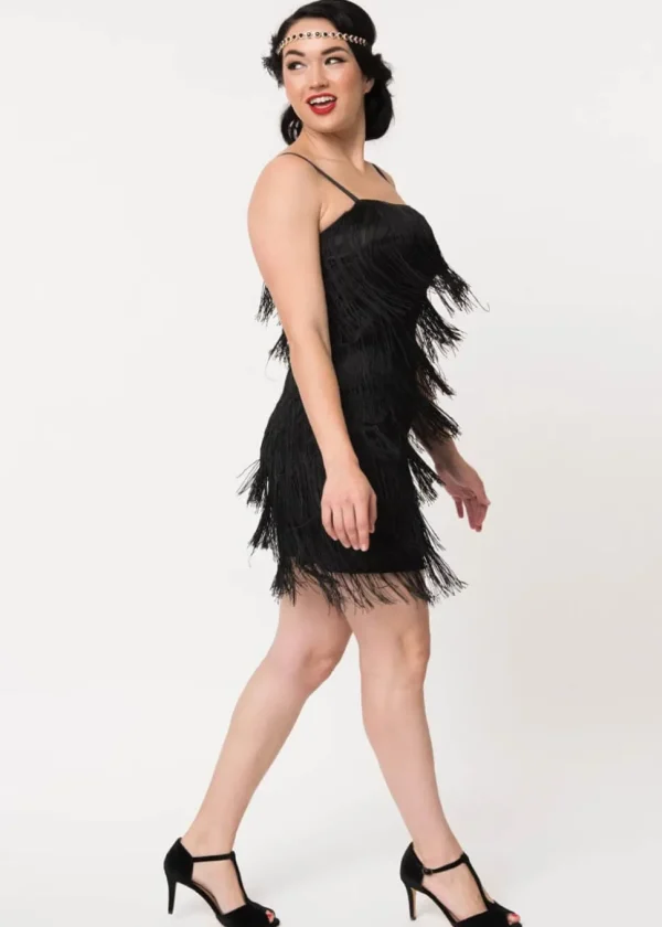 Unique Vintage Speakeasy 20's Flapper Dress Black