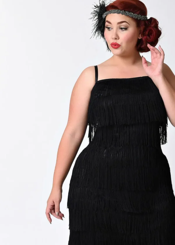 Unique Vintage Speakeasy 20's Flapper Dress Black