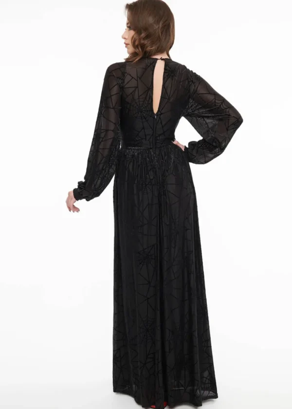 Unique Vintage Spiderweb 70's Maxi Dress Black