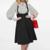 Unique Vintage Thelma High Waist Suspender Swing Skirt Black