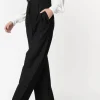 Unique Vintage Thelma Pinstripe 40's Trousers With Suspenders Black White