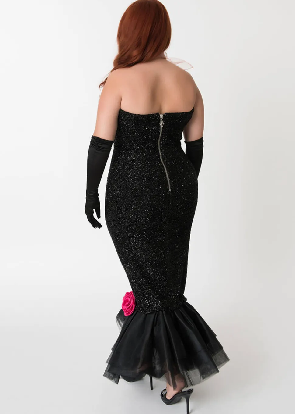 Unique Vintage x Barbie Solo In The Spotlight Strapless Wiggle Dress Black
