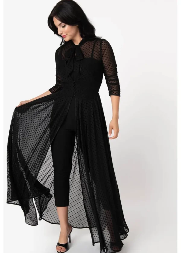 Unique Vintage x I Love Lucy Dot Starlet 50's Duster Black