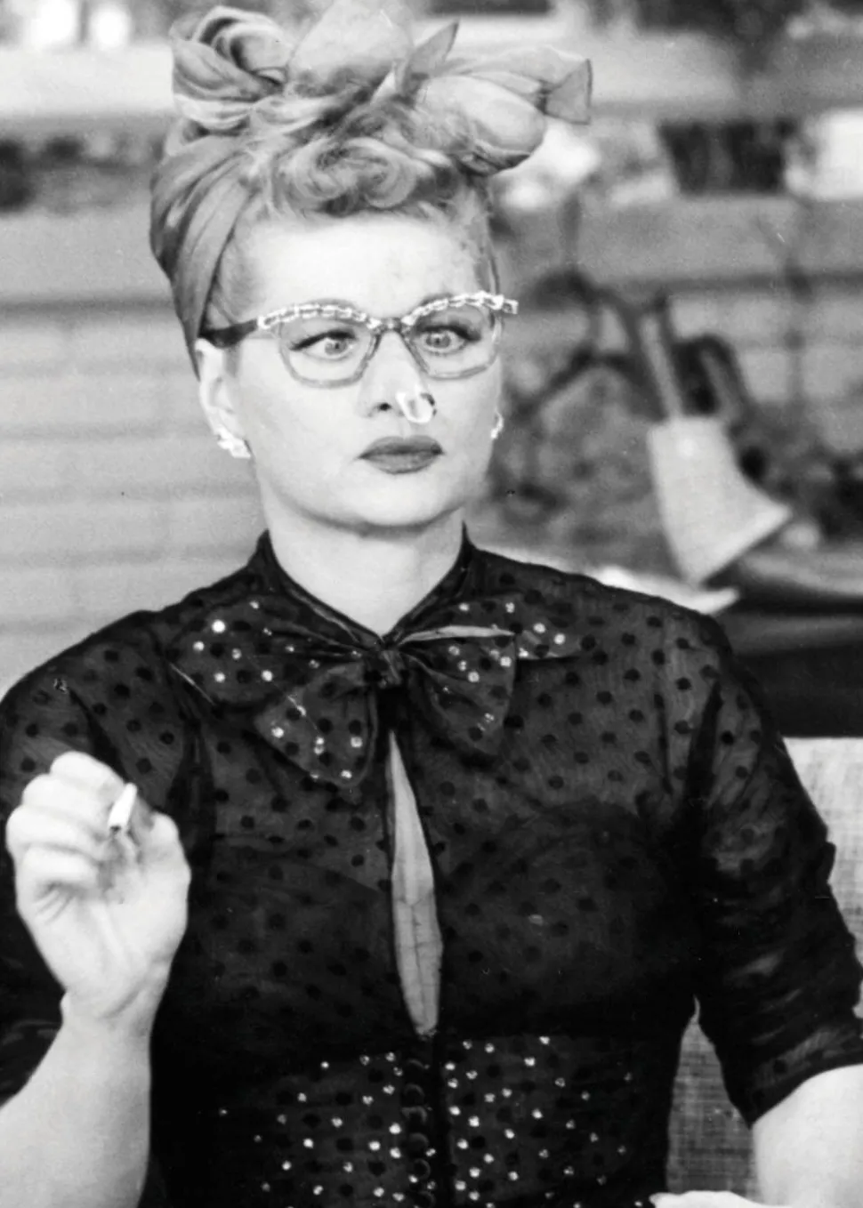 Unique Vintage x I Love Lucy Dot Starlet 50's Duster Black