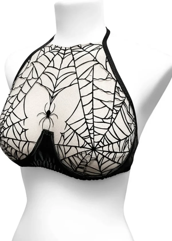 Videnoir Spiderweb Halter BH Nude Black