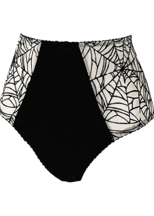Videnoir Spiderweb High Waist Brief Nude Black