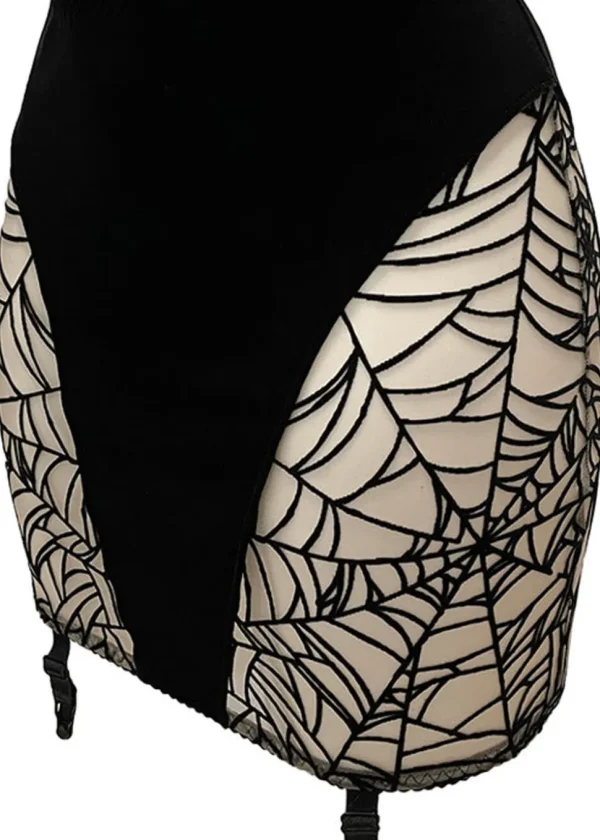 Videnoir Spiderweb Jarretel Skirt Nude Black